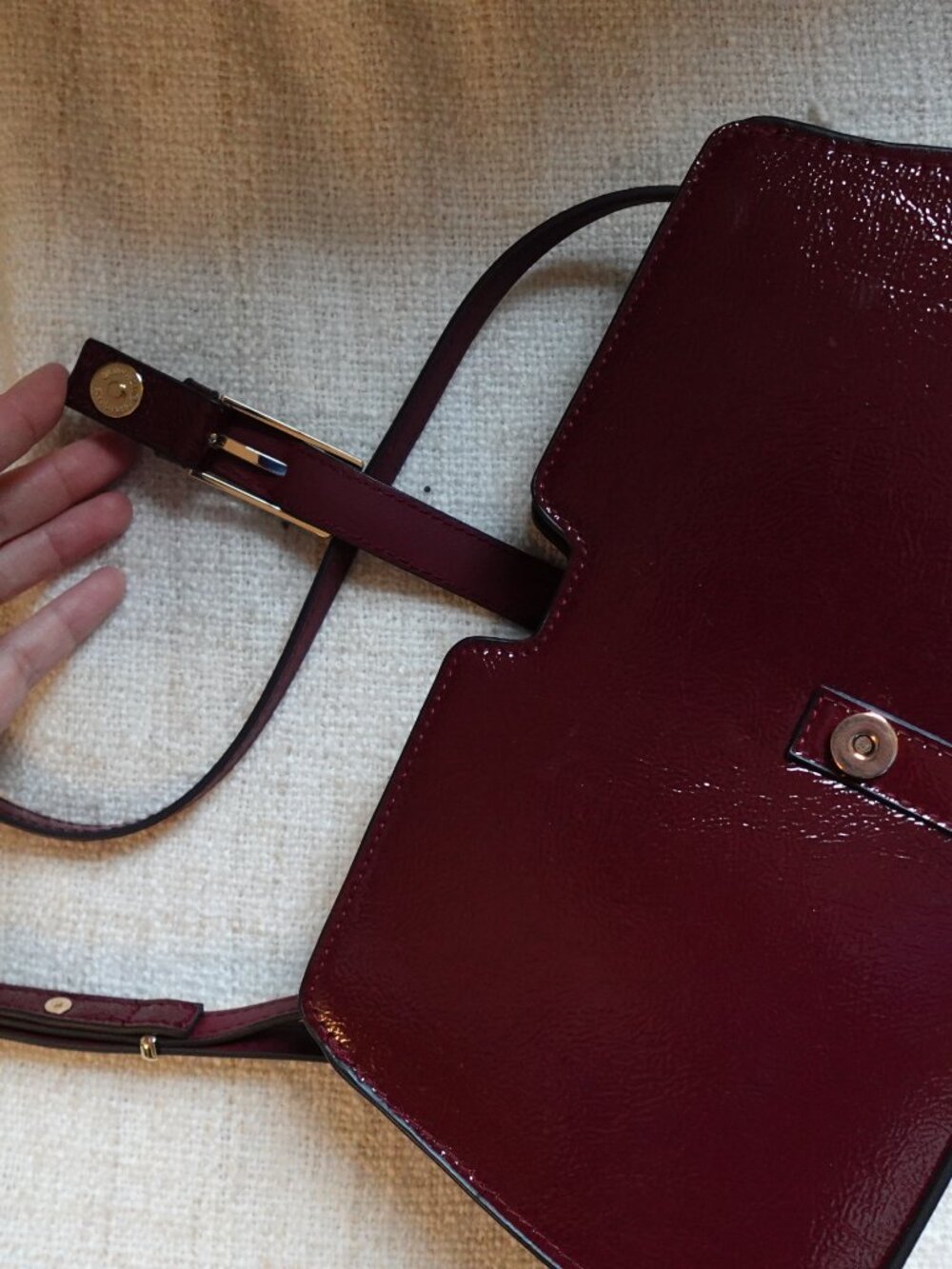 H&M Burgund Patent Leather Shoulder Bag - Picture 7 of 8